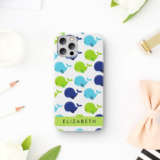Coques Case-Mate iPhone Motif De Baleines, Beaux Baleines, Votre Nom