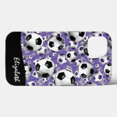 Coques Case-Mate iPhone Motif de balle de football féminin (Verso (horizontal))