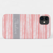Coques Case-Mate iPhone Motif de bandes d'aquarelle rose pâle (Dos (Horizontal))