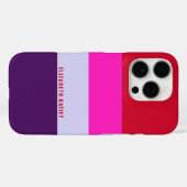 Coques Case-Mate iPhone Motif de bandes rouge, rose et violet (Verso (horizontal))