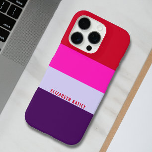 Coques iPhone 16 Pro Motif de bandes rouge, rose et violet