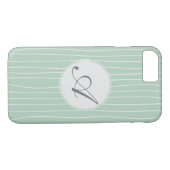 Coques Case-Mate iPhone Motif de bandes Turquoises Monogrammes (Dos (Horizontal))