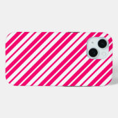 Coques Case-Mate iPhone Motif de bandes verticales rose blanc (Verso (horizontal))