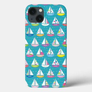 iPhone 13 Coque Motif de bateau à voile Pastel