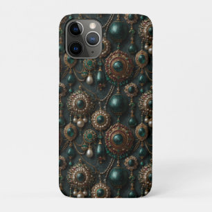 Case-Mate iPhone Case Motif de bijoux de luxe vintage émeraude et perle