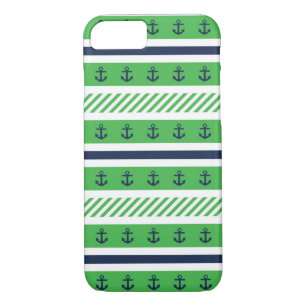 Etui iPhone Case-Mate Motif de bleu marine, vert et blanc d'Ancres