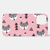 Coques Case-Mate iPhone Motif de bois de renard de bébé géométrique (Verso (horizontal))