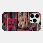 Coques Case-Mate iPhone Motif de bois rustique industriel monogramme (Verso (horizontal))