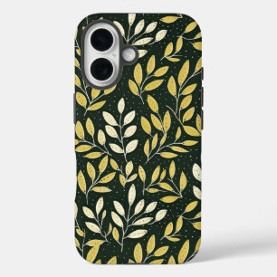 Coques iPhone 16 Motif de branches feuillues jaunes et crème
