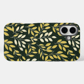 Coques Case-Mate iPhone Motif de branches feuillues jaunes et crème (Verso (horizontal))