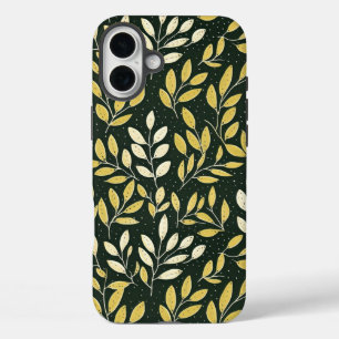 Coques iPhone 16 Plus Motif de branches feuillues jaunes et crème 