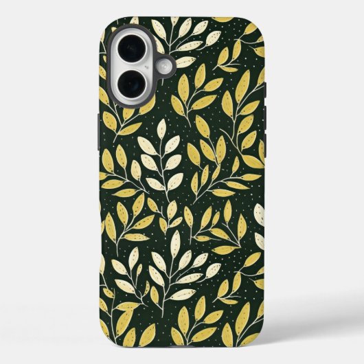 Coques Case-Mate iPhone Motif de branches feuillues jaunes et crème (Verso)