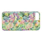 Coques Case-Mate iPhone Motif de cactus d'aquarelle en fleurs exotiques (Dos (Horizontal))