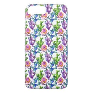 Coque iPhone 7 Plus Motif de cactus de fleur sauvage d'aquarelle