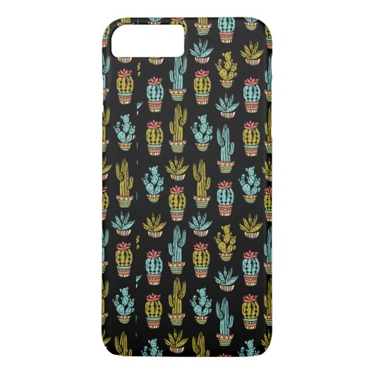 Coques Case-Mate iPhone Motif de cactus de grunge foncé (Dos)