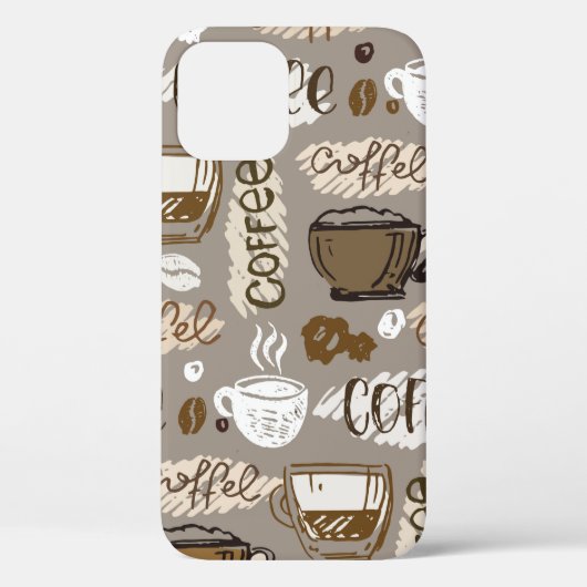 Coques Case-Mate iPhone Motif de café doodé à la main arrière - plan (Verso)