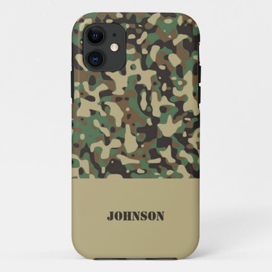 Coques Case-Mate iPhone Motif de camouflage de nom personnalisé (Dos)