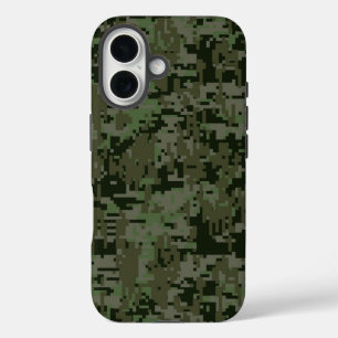 Coques iPhone 16 Motif de camouflage numérique Deep Woods Camo