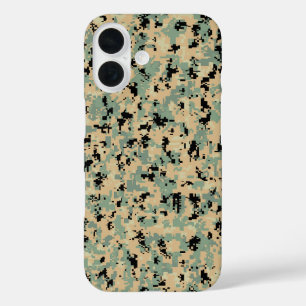 Coques iPhone 16 Motif de camouflage numérique – Tan-Green SM