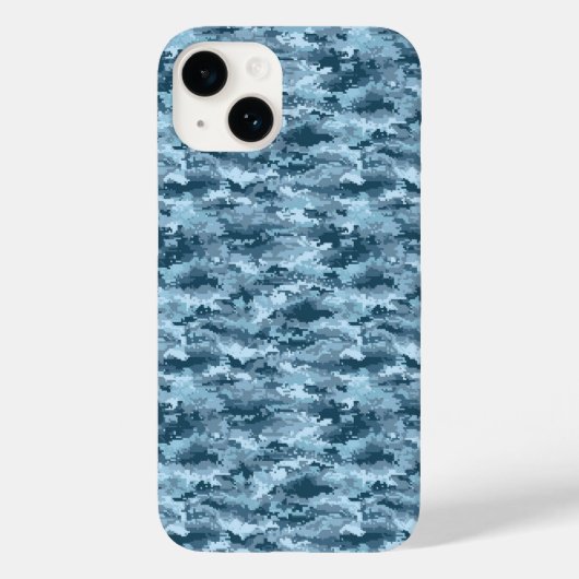 Coques Case-Mate iPhone Motif de camouflage pixelisé militaire bleu (Verso)
