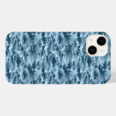 Coques Case-Mate iPhone Motif de camouflage pixelisé militaire bleu (Verso (horizontal))