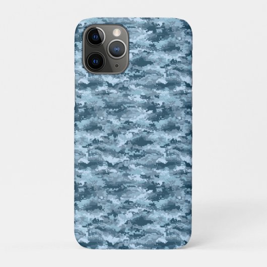 Coques Case-Mate iPhone Motif de camouflage pixelisé militaire bleu (Dos)