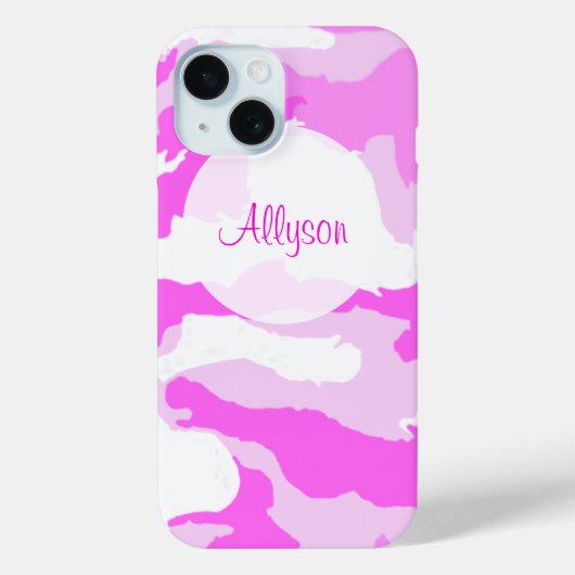 Coques Case-Mate iPhone Motif de camouflage rose et blanc personnalisé (Verso)
