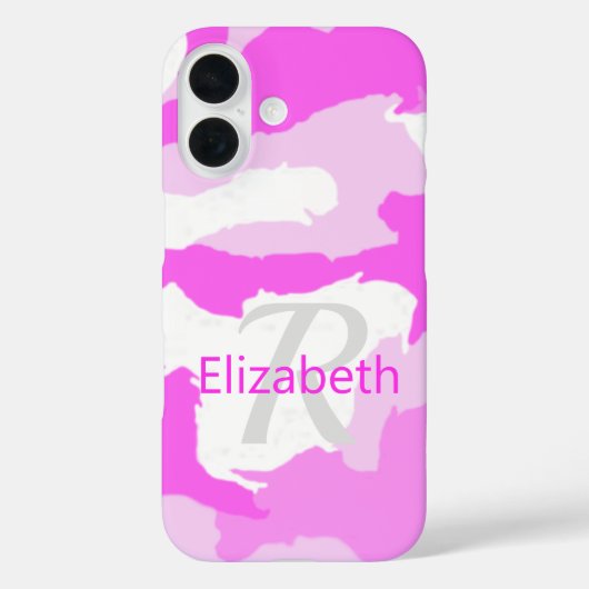 Coques Case-Mate iPhone Motif de camouflage rose-monogramme (Verso)