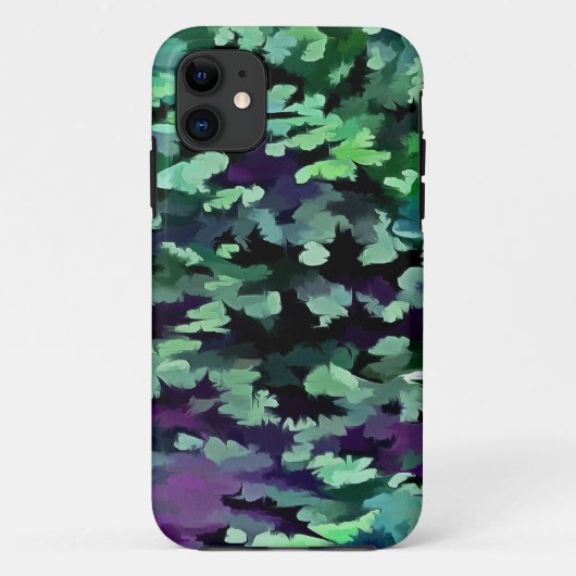 Coques Case-Mate iPhone Motif de camouflage vert Jade et violet (Dos)