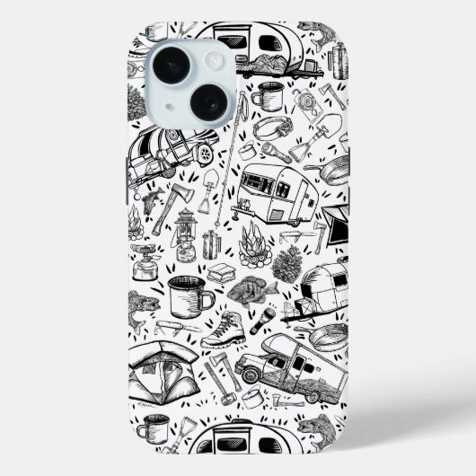 Coques Case-Mate iPhone Motif de camping en collage d'impression (Verso)