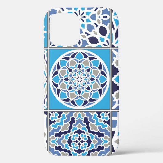 Coques Case-Mate iPhone Motif de carreaux bleu néerlandais (Verso)