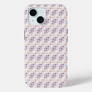 Coque Pour iPhone 15 Motif de carrelage décoratif pastel violet
