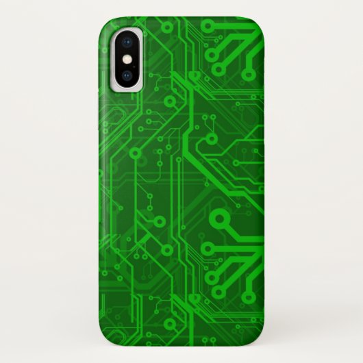 Coques Case-Mate iPhone Motif de carte électronique de vert (Dos)