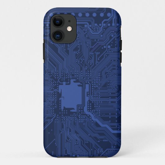 Coques Case-Mate iPhone Motif de carte mère Geek bleu (Dos)