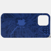 Coques Case-Mate iPhone Motif de carte mère Geek bleu (Verso (horizontal))