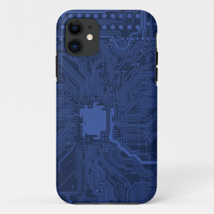 Coques Pour iPhone Motif de carte mère Geek bleu