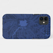 Coques Case-Mate iPhone Motif de carte mère Geek bleu (Dos (Horizontal))
