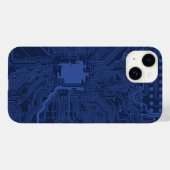 Coques Case-Mate iPhone Motif de carte mère Geek bleu (Verso (horizontal))