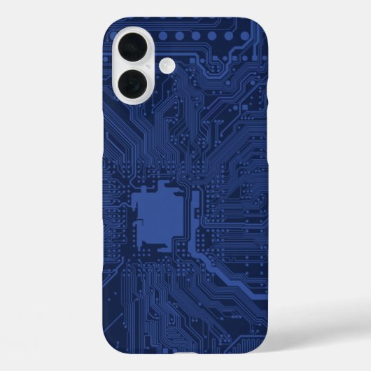 Coques Case-Mate iPhone Motif de carte mère Geek bleu (Verso)