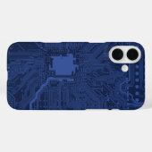 Coques Case-Mate iPhone Motif de carte mère Geek bleu (Verso (horizontal))