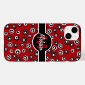 Coques Case-Mate iPhone Motif de cercle noir blanc rouge personnalisé (Verso (horizontal))