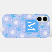 Coques Case-Mate iPhone Motif de cercles bleu électrique Monogram (Verso (horizontal))