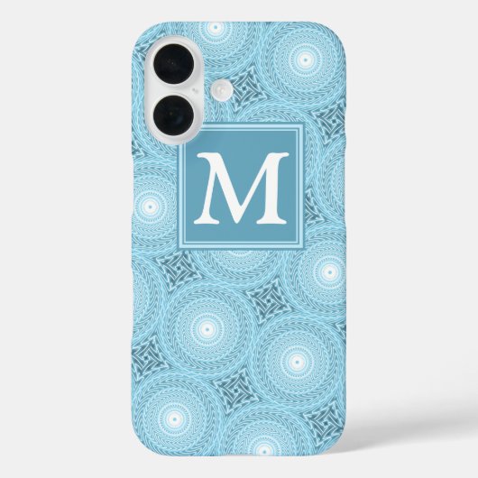Coques Case-Mate iPhone Motif de cercles bleus d'ange monogramme (Verso)