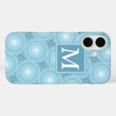 Coques Case-Mate iPhone Motif de cercles bleus d'ange monogramme (Verso (horizontal))