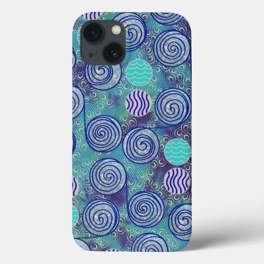Coques Case-Mate iPhone Motif de cercles bleus Tie Dye (Verso)