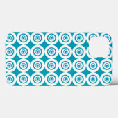 Coques Case-Mate iPhone Motif de cercles concentriques aqua et blanc (Verso (horizontal))