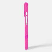 Coques Case-Mate iPhone Motif de cercles rose vif monogramme (Verso / Gauche)