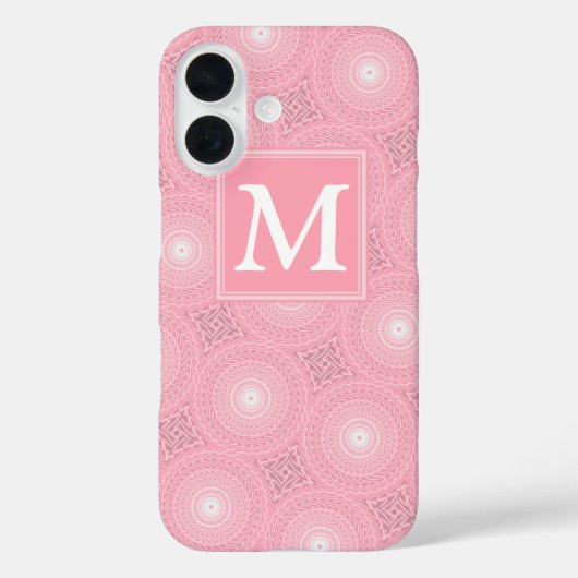 Coques Case-Mate iPhone Motif de cercles roses monogramme (Verso)