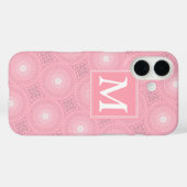 Coques Case-Mate iPhone Motif de cercles roses monogramme (Verso (horizontal))