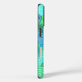 Coques Case-Mate iPhone Motif de cercles roulants bleu-vert (Verso / Droite)